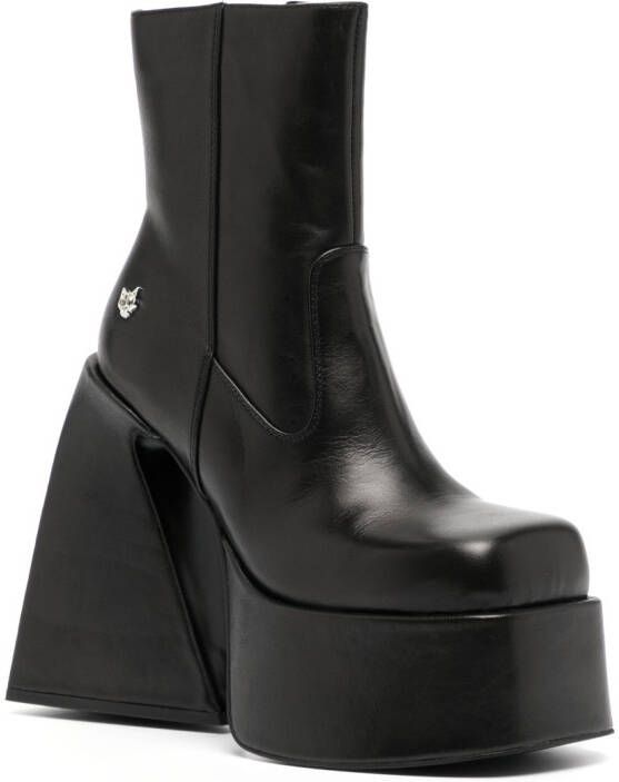 NAKED WOLFE Jane leather platform boots Black