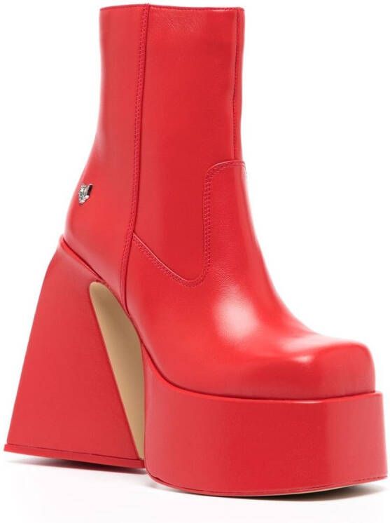 NAKED WOLFE Jane leather platform boots Red