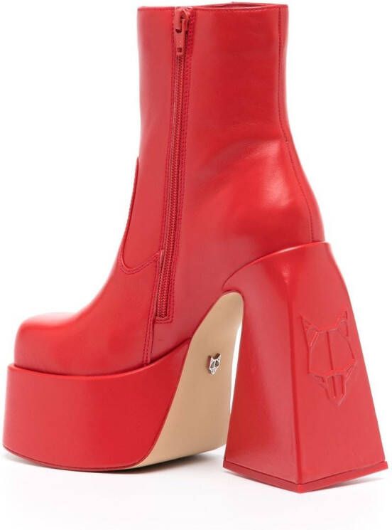 NAKED WOLFE Jane leather platform boots Red