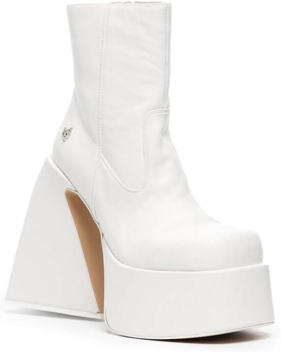 NAKED WOLFE Jane leather platform boots White