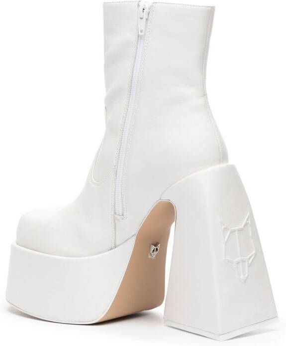 NAKED WOLFE Jane leather platform boots White