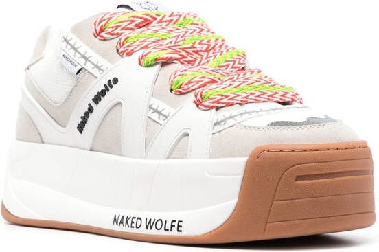 NAKED WOLFE Slide platform sneakers White