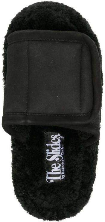 Natasha Zinko chunky shearling slides Black