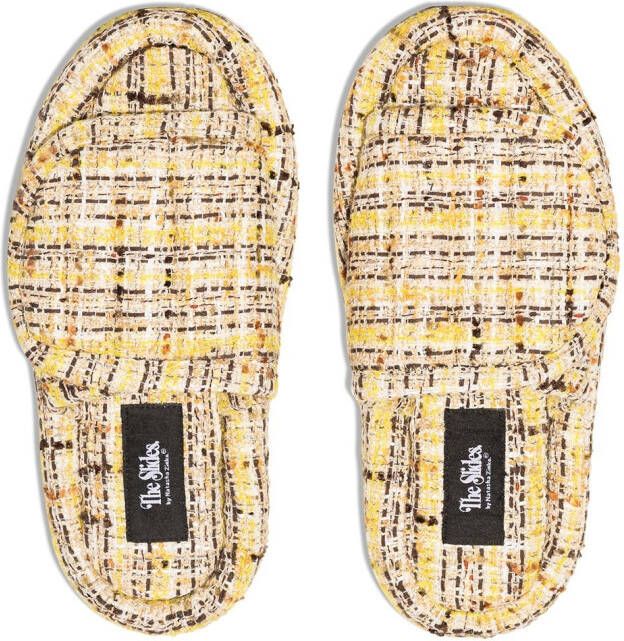 Natasha Zinko tweed-detail open toe sandals Yellow
