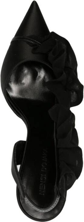 Nensi Dojaka 115mm ruffle-detail satin pumps Black