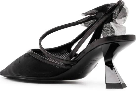 Nensi Dojaka 65mm faux-flower leather pumps Black