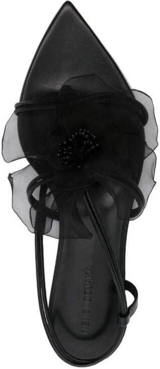 Nensi Dojaka faux-flower leather sandals Black