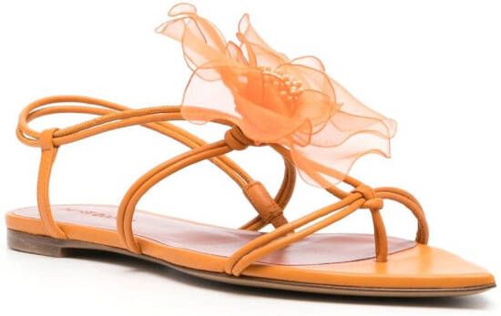 Nensi Dojaka faux-flower leather sandals Orange