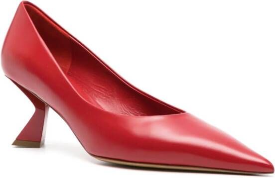 Nensi Dojaka slanted heel 65mm leather pumps Red