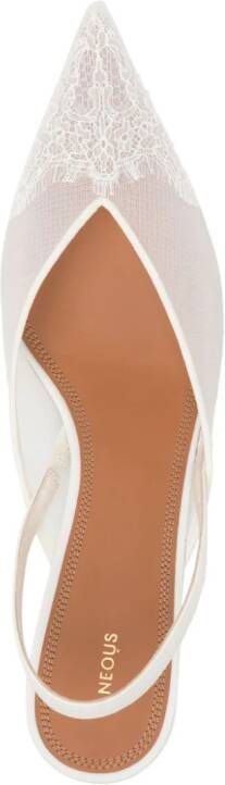 NEOUS 45mm lace-detailing slingback pumps White