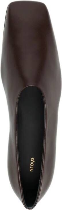 NEOUS Atlas square-toe leather pumps Brown