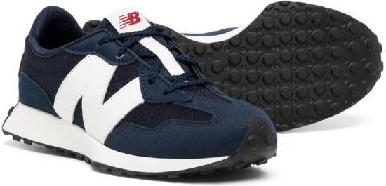 New Balance Kids logo-patch leather sneakers Blue
