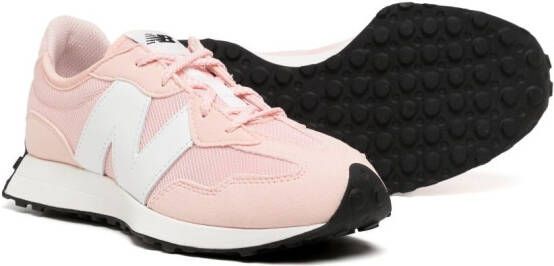 New Balance Kids logo-patch leather sneakers Pink