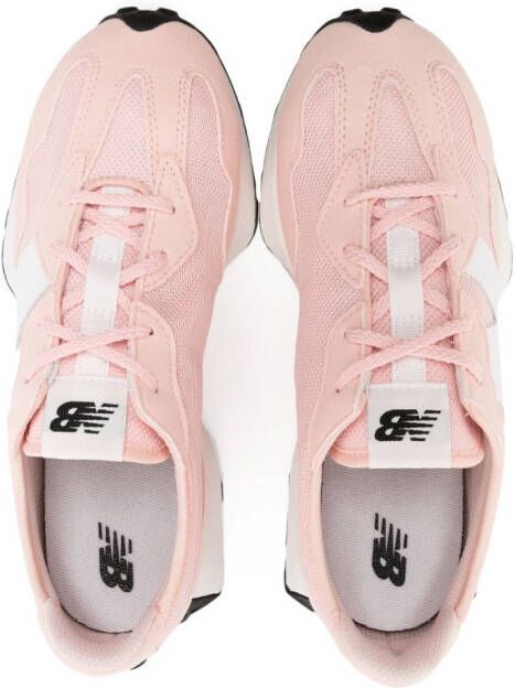 New Balance Kids logo-patch leather sneakers Pink