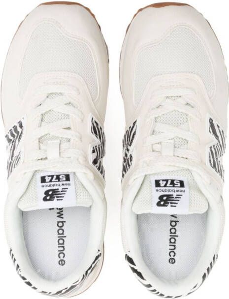 New Balance Kids logo-patch leather sneakers White