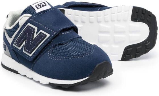 New Balance Kids touch-strap logo-patch sneakers Blue