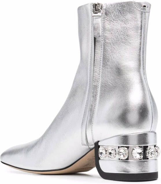 Nicholas Kirkwood JJ crystal-embellished 55mm ankle boots Silver
