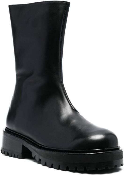 Nicole Saldaña zip-up leather boots Black