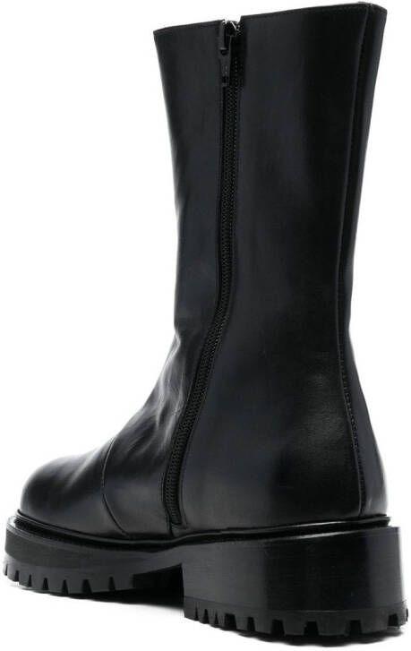 Nicole Saldaña zip-up leather boots Black