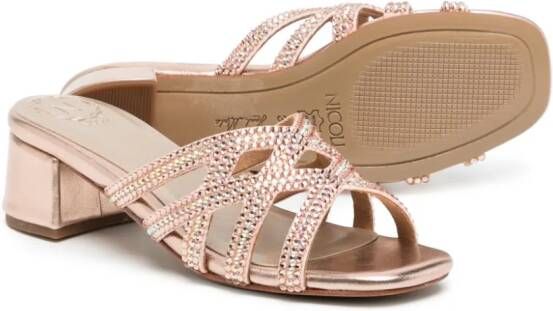 NICOLI 35mm rhinestone-embellished leather sandals Pink