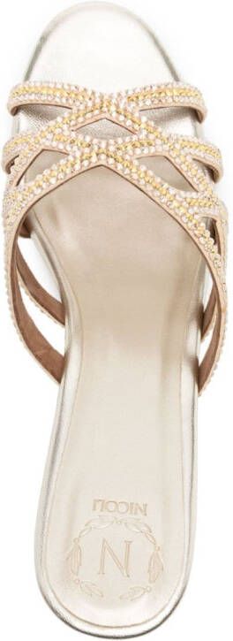 NICOLI Amos 50mm crystal-embellished mules Gold