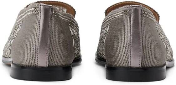 NICOLI Artemis crystal-embellished loafers Grey