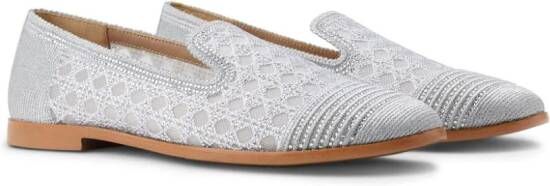 NICOLI Artemis crystal-embellished loafers Silver