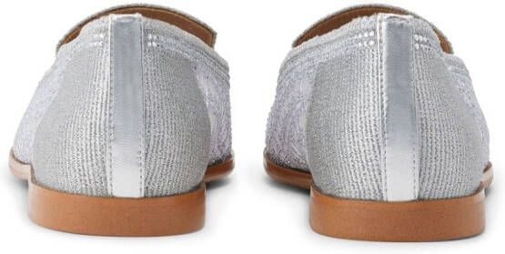 NICOLI Artemis crystal-embellished loafers Silver