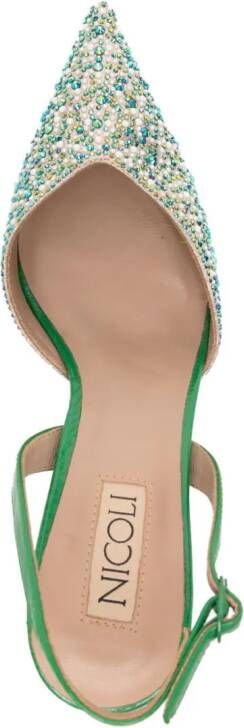 NICOLI crystal-embellished 60mm pumps Green