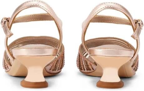 NICOLI crystal-embellished leather sandals Gold