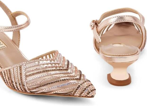 NICOLI crystal-embellished leather sandals Gold