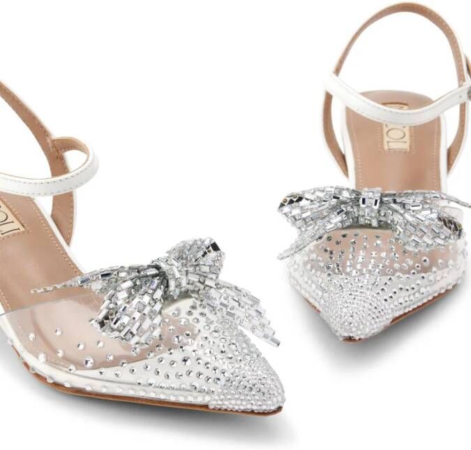 NICOLI Duman crystal bow-embellished sandals White