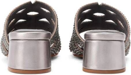 NICOLI embellished slip-on leather sandals Grey