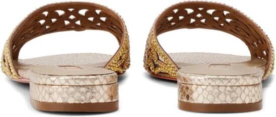 NICOLI Esmee crystal-embellished leather sandals Gold