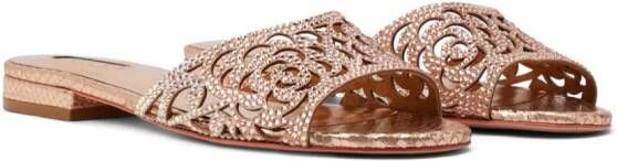 NICOLI Esmee crystal-embellished leather sandals Pink