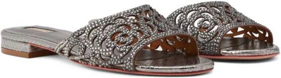 NICOLI Esmee crystal-embellished leather sandals Silver