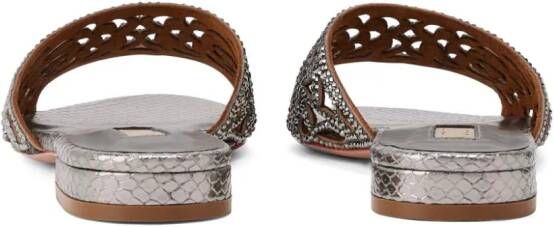NICOLI Esmee crystal-embellished leather sandals Silver