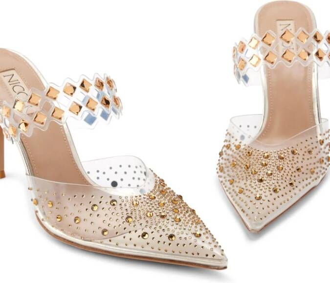 NICOLI Farrow crystal-embellished leather sandals Gold