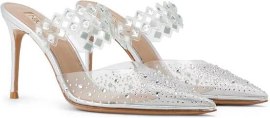 NICOLI Farrow crystal-embellished leather sandals Silver