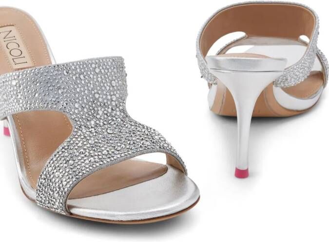 NICOLI Janick crystal-embellished sandals Silver