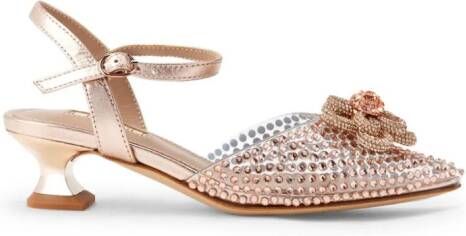 NICOLI Leia crystal flower-embellished sandals Neutrals