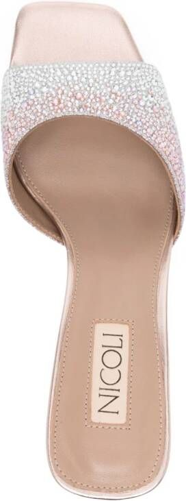 NICOLI Minerva 70mm crystal-embellished mules Pink