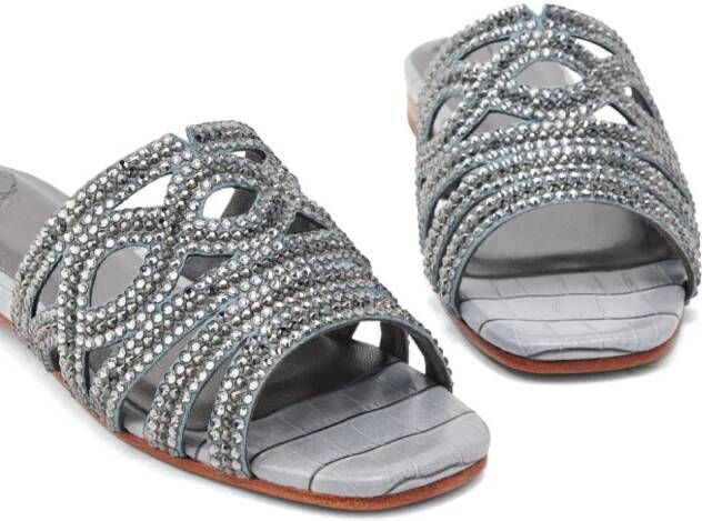 NICOLI Mirelile embellished flat sandals Grey