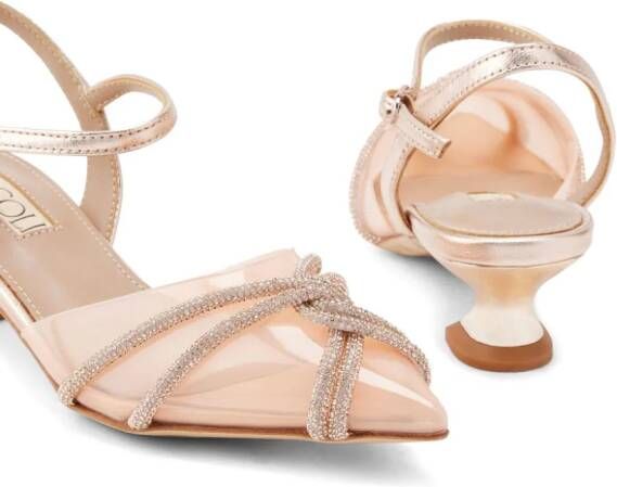 NICOLI Wynter crystal-embellished leather sandals Neutrals
