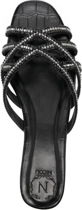 NICOLI Zuri crystal-embellished sandals Black