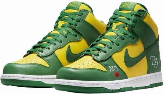 Nike x Supreme SB Dunk High "By Any Means Green Yellow" sneakers