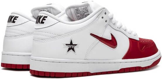 Nike x Supreme SB Dunk Low "Jewel Swoosh Red White" sneakers