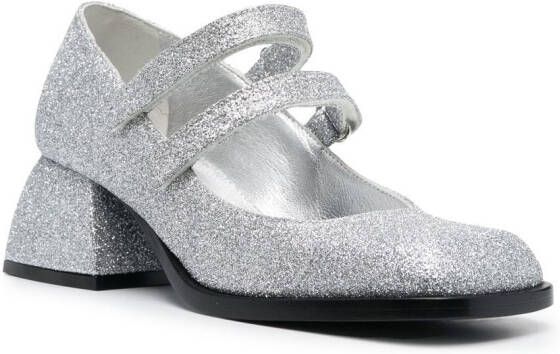 Nodaleto glitter-detail leather sandals Silver