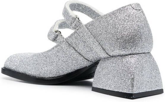 Nodaleto glitter-detail leather sandals Silver