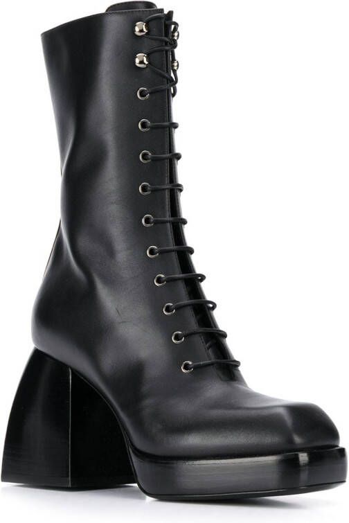 Nodaleto lace-up high heel boots Black